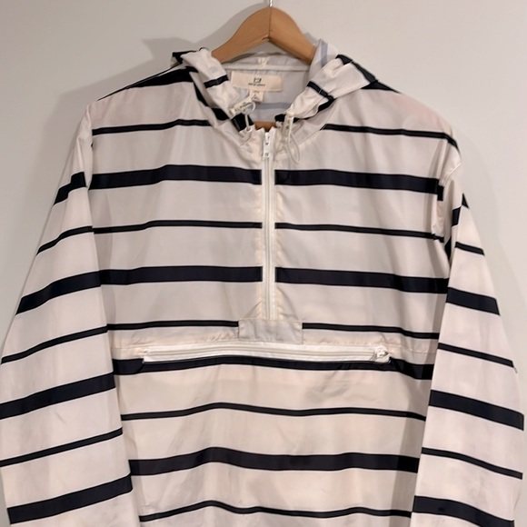 THREAD & SUPPLY Hooded Pullover Jacket Striped Cinch Waist Wind Breaker Pocket - Picture 7 of 9